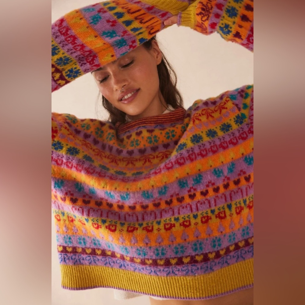NWT- Free People Multicolor Knit wool Sweater brand new - Picture 6 of 16